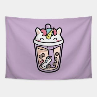 Bubble Tea with Cute Kawaii Unicorn Inside Tapestry