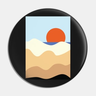 Minimalist Modern Sunset at The Beach Landscape Graphic Art Pin