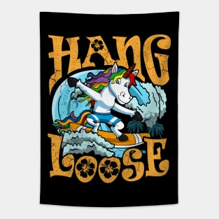 Surfing Unicorn Hang Loose Tapestry