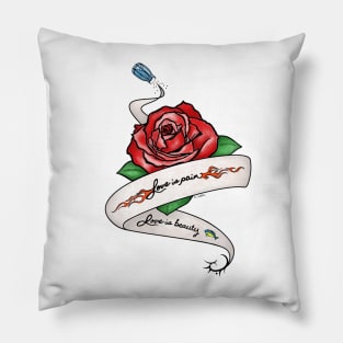 Love is Pain (Alex and Piper Vauseman Tattoo) Redraw Pillow