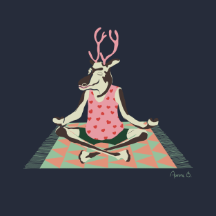 Hipster Christmas Meditating Reindeer T-Shirt