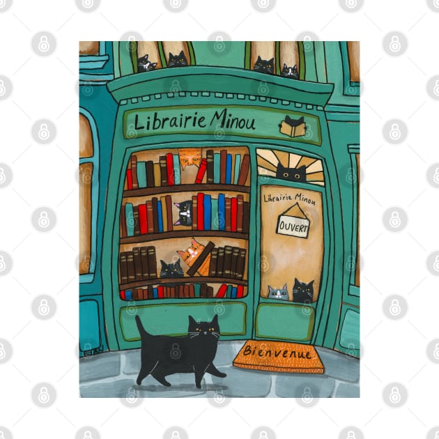 Librairie Minou Cats Bookstore by KilkennyCat Art