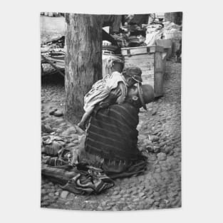 Woman Playing with Baby in Peru Tapestry