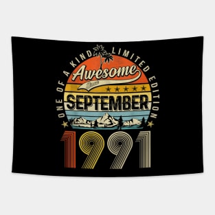 Awesome Since September 1991 Vintage 32nd Birthday Tapestry