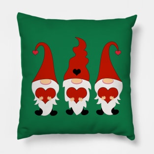 Gnomes Santa with Hearts Pillow