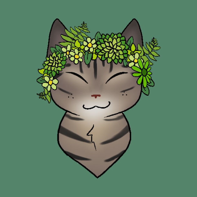 Green Flower Crown Kitty by The_HappyKat