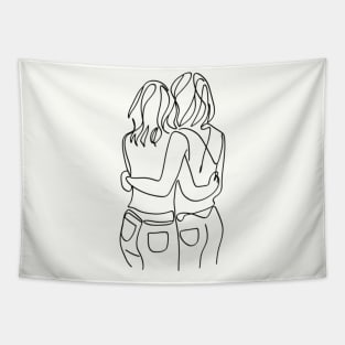 LGBT One Line Art Lesbian Couple Tapestry