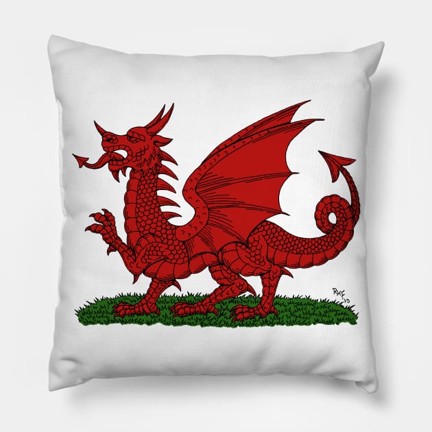 Red Dragon of Wales Pillow by AzureLionProductions