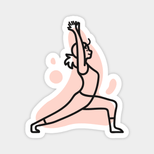 Warrior Pose Cute Yoga Sticker Magnet