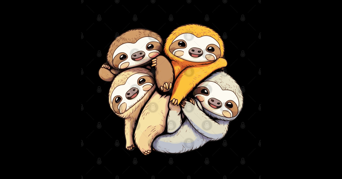 A Snuggle of Sloths - Sloth - Sticker | TeePublic
