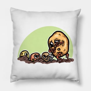 Potato Growing Potatoes Gardening Cartoon Character Pillow