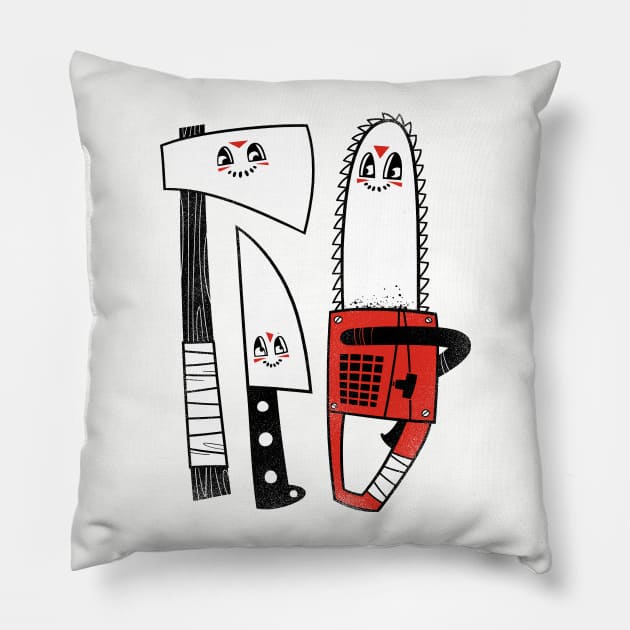 Happy Slasher Pals Pillow by Morkki