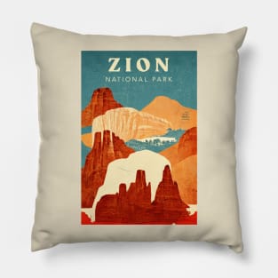 Zion National Park Retro Pillow