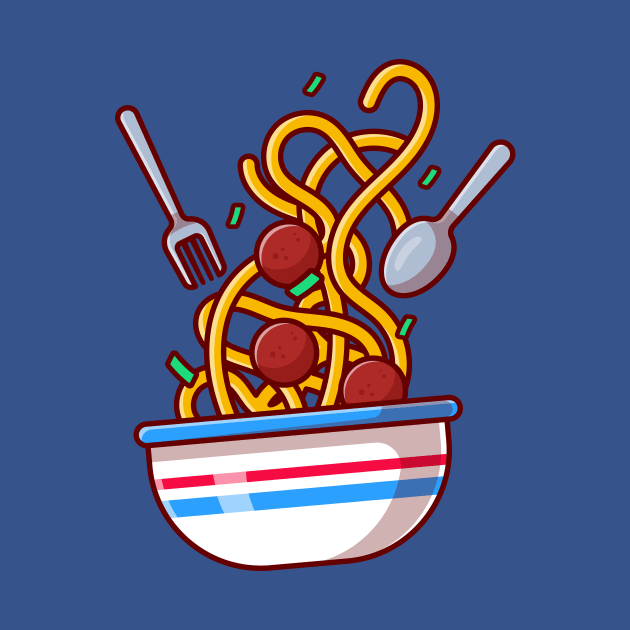 Floating Spaghetti Noodle With Meat Ball Cartoon by Catalyst Labs