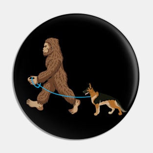 Bigfoot Dog Walk German Shepherd - Sasquatch Dog Lover Pin