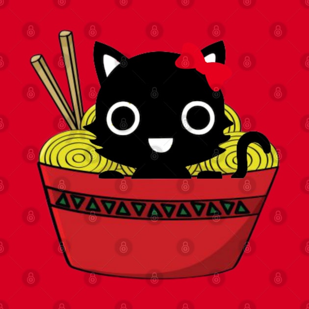 Cat Eating Ramen by Primigenia