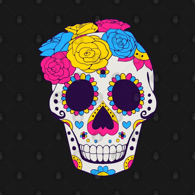 Pansexual Pride - Sugarskull Dia De Los Muertos by celestinaart