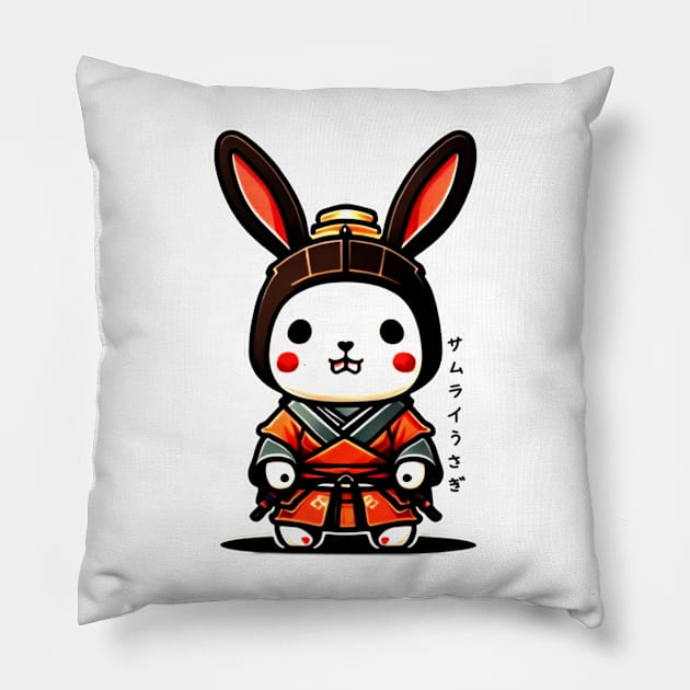 Samurai Rabbit ( サムライうさぎ ) Pillow by Sugarori