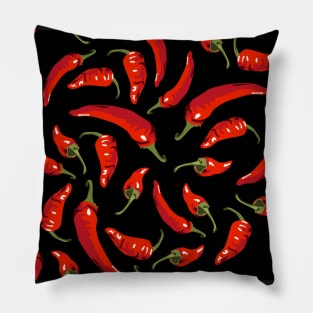 Chili peppers on black Pillow