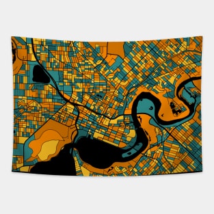 Perth Map Pattern in Orange & Teal Tapestry