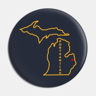 Port Sanilac MI Love (Yellow) Pin