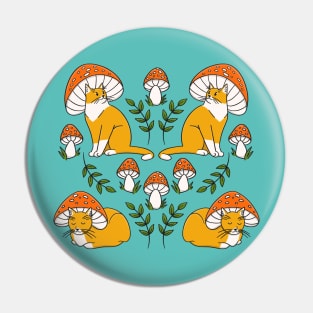 Cute Orange Mushroom Cats Pin