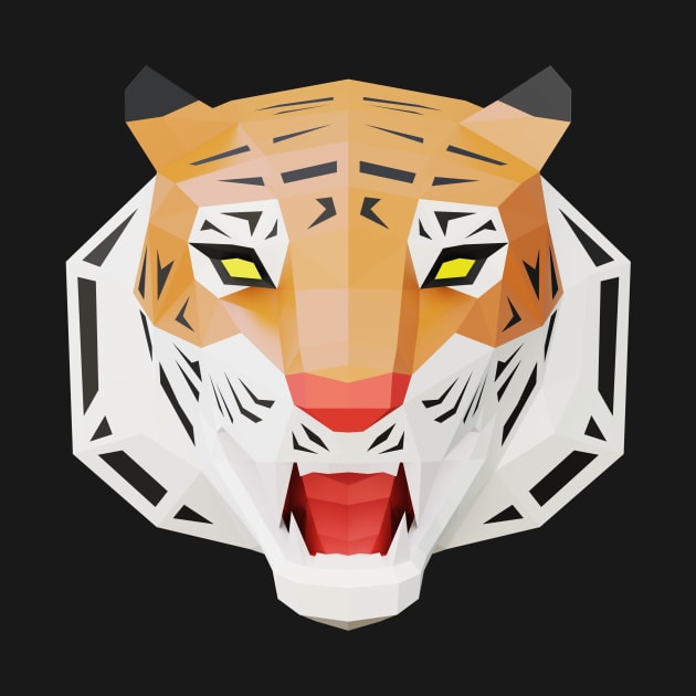 Low poly Tiger Head in full face (art2) by 3DVictory