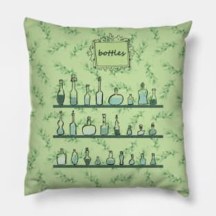 Bottles on shelves Pillow