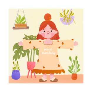 Plant Mom Cute Girl Illustration T-Shirt