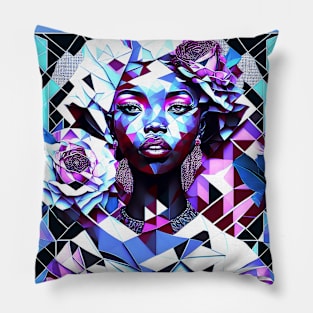 [AI Art] Beautiful (though nonexistent) Rose lady - Geometric Art Style Pillow