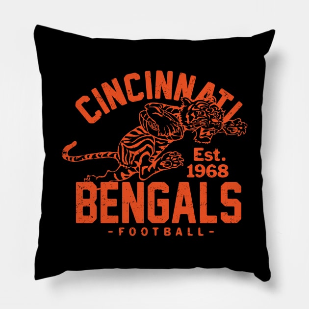 Vintage Cincinnati Bengals 2 by Buck Tee Originals Pillow by Buck Tee