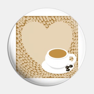 A heart with copy space and a cup with coffee beans Pin