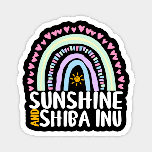 Sunshine and Shiba Inu Cute Rainbow Gift for Womens Kids Girls Magnet