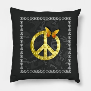 Golden Peace Symbol Butterfly 3D Graphic Pillow