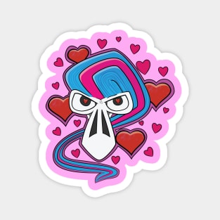 Love Struck Skull Valentines Day Cartoon Magnet