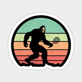 Bigfoot Sasquatch Playing Tennis Vintage Distressed Sunset Sport Magnet