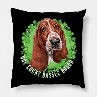 One Lucky Basset Haund Funny St. Patrick Dog Pillow