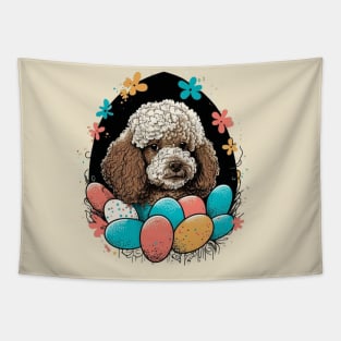 Poodle Spring Floral Easter Egg Retro Splatter Painting Dog Lover Doodle Art Tapestry