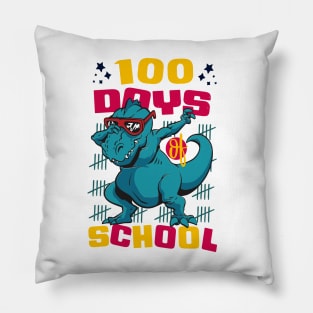 100 Days of school featuring a T-rex dino Dabbing #4 Pillow