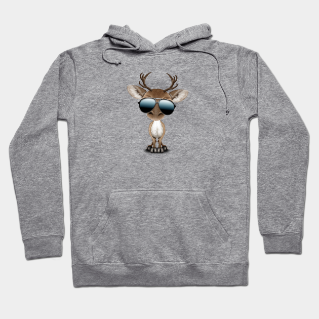 Cute Baby Reindeer Wearing Sunglasses Reindeer Hoodie Teepublic