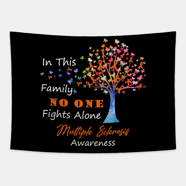 Multiple Sclerosis Awareness No One Fights Alone, Tree Ribbon Awareness Tapestry by DAN LE