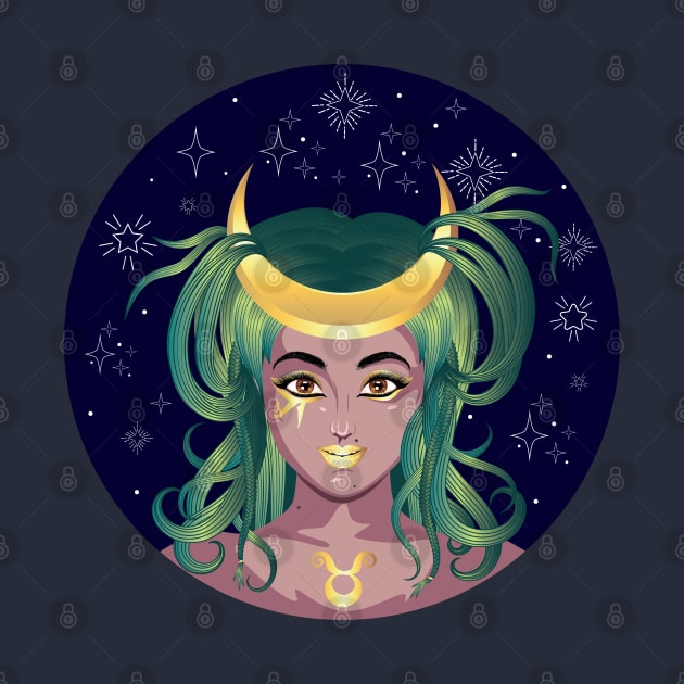 Taurus girl with crescent moon crown by AnnArtshock