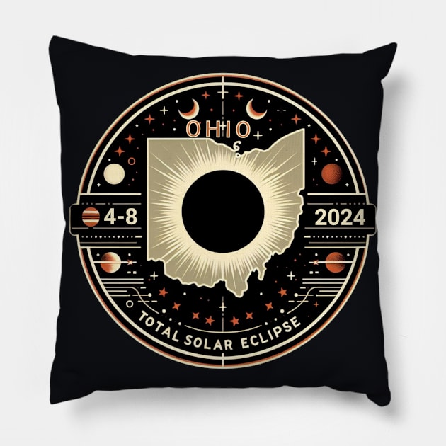 OHIO TOTAL SOLAR ECLIPSE 4-8-2024 Pillow by Truth or Rare