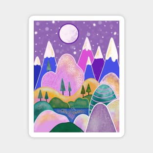 Whimsical Mountains Nature Magnet