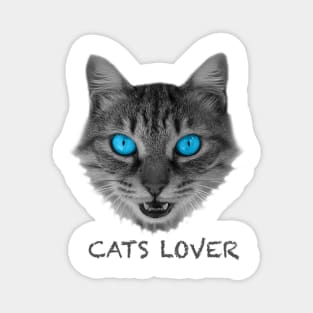 Gray Cat 3D with Blue Eyes Gift for Cats Lover Magnet