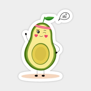 Avocardio, cartoon avocado character, cute avocado, funny food, vegan fun Magnet