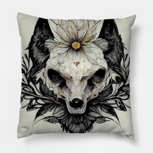 Floral tattoo raccoon Pillow