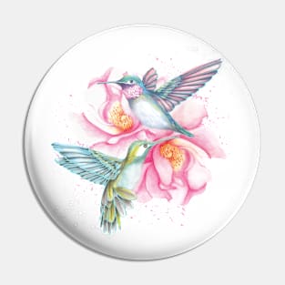 Hummingbirds on flowers Pin