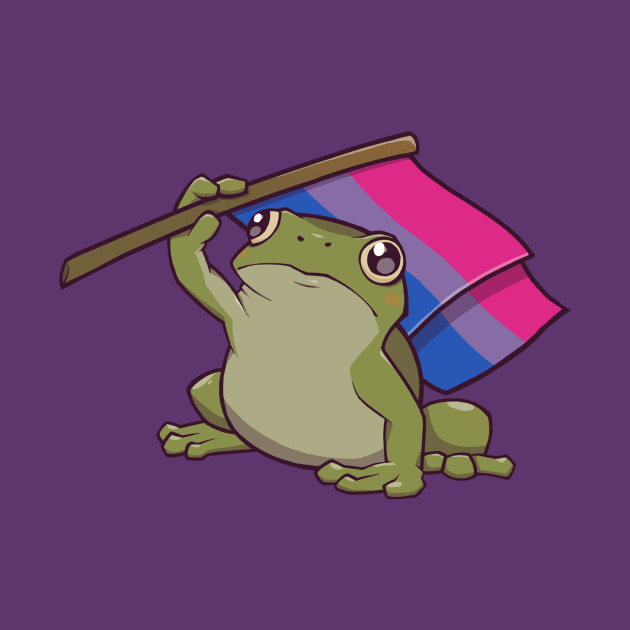 Bisexual Pride Flag-Holding Frog by saltuurn