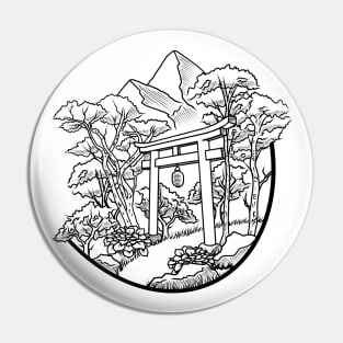 Torii Gate Linework Landscape Pin